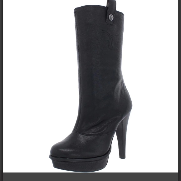 Calvin Klein Jeans Veronica Leather Pull On Mid-Calf Boots - Picture 3 of 16